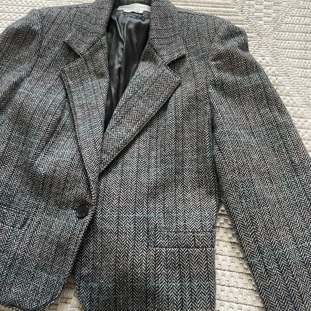 Gloria Vanderbilt Gray Striped One-Button Women's Blazer, size 8